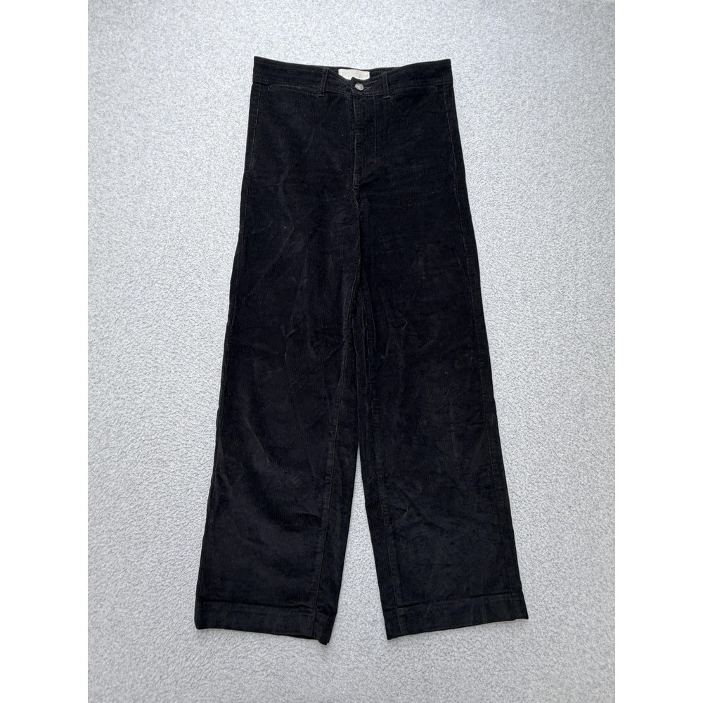 Everlane Pants Womens 6 Black Corduroy Wide Leg Cropped Stretch Pockets Casual